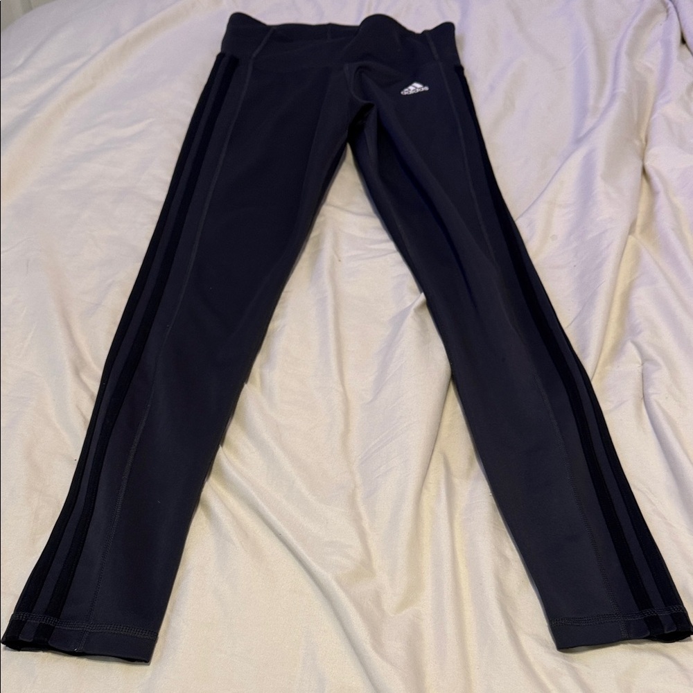 Adidas Gray Leggings with Black Stripes